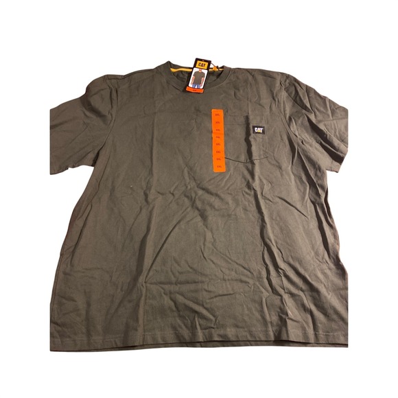 Caterpillar Mens XXL Olive Green Cotton Short Sleeve Pocket T-Shirt CAT Logo NWT